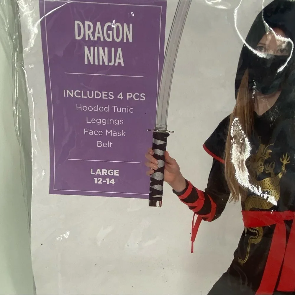 Kids Halloween Costume Dragon Ninja size L 4 pcs
